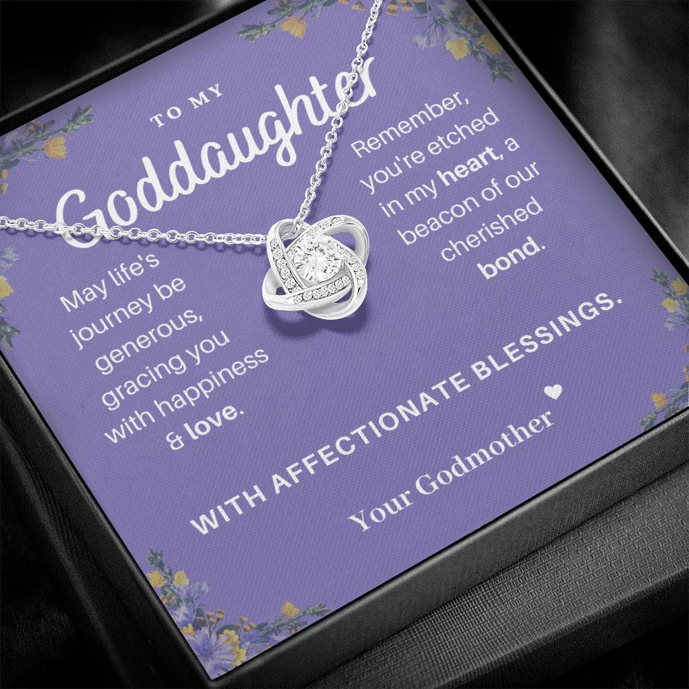 DesignTheShine Goddaughter Gifts from Godmother or Godfather, Necklace Goddaughter Gifts from Godmother, Godmother Gifts, Godparents Gifts, Love Knot Necklaces - DD5