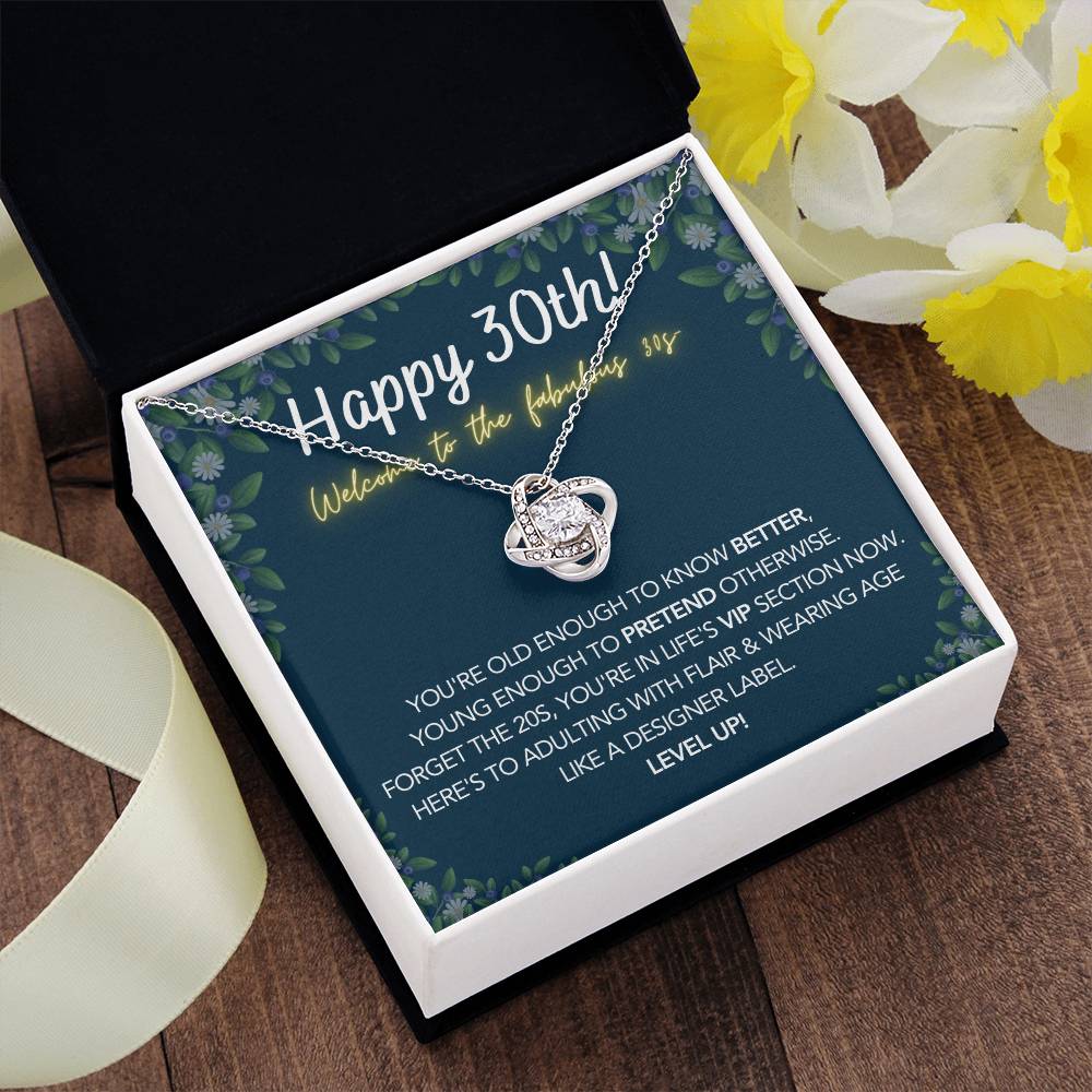 DesignTheShine 30th Birthday Gifts for Women, Necklace 30th Birthday Gift for Her, Love Knot Necklaces for Girlfriend, Wife, Soumate, Finace with Thoughtful Message Card and Gift Box - 30th2