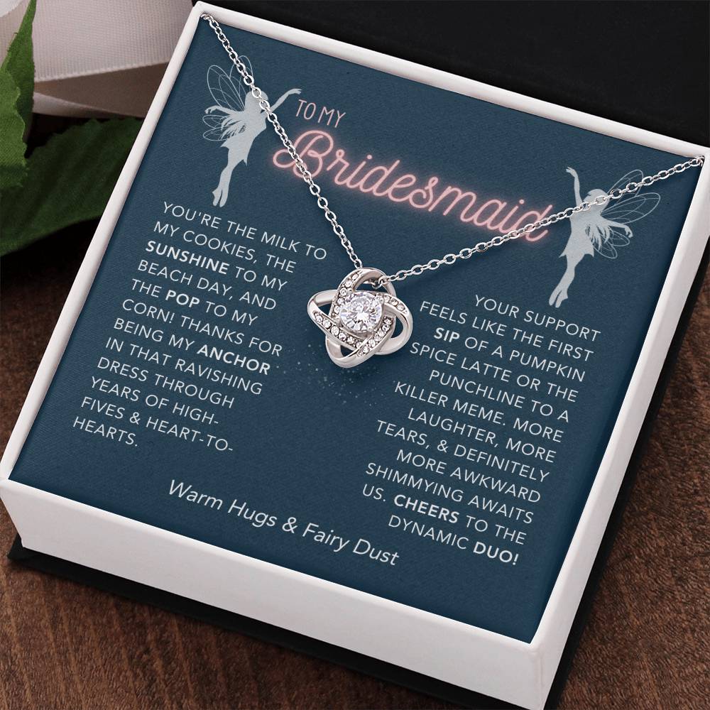 DesignTheShine Bridesmaid Necklace, Bridesmaid Gift, Thank You Gifts for Bridesmaids, Knot Necklace Bridesmaid Proposal Gift with Thoughtful Message Card and Gift Box, Bridesmaid Gift Box - BM1