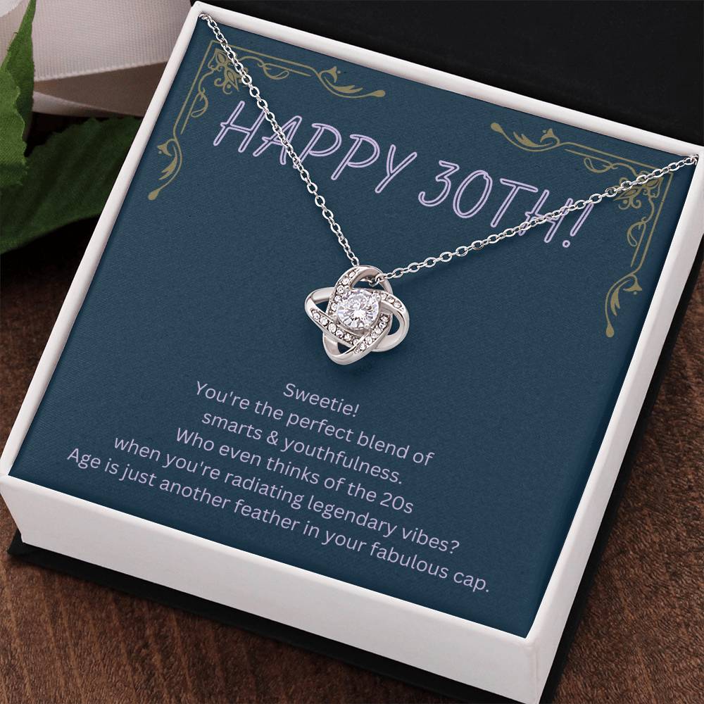 DesignTheShine 30th Birthday Gifts for Women, Necklace 30th Birthday Gift for Her, Love Knot Necklaces for Girlfriend, Wife, Soumate, Finace with Thoughtful Message Card and Gift Box - 30th4