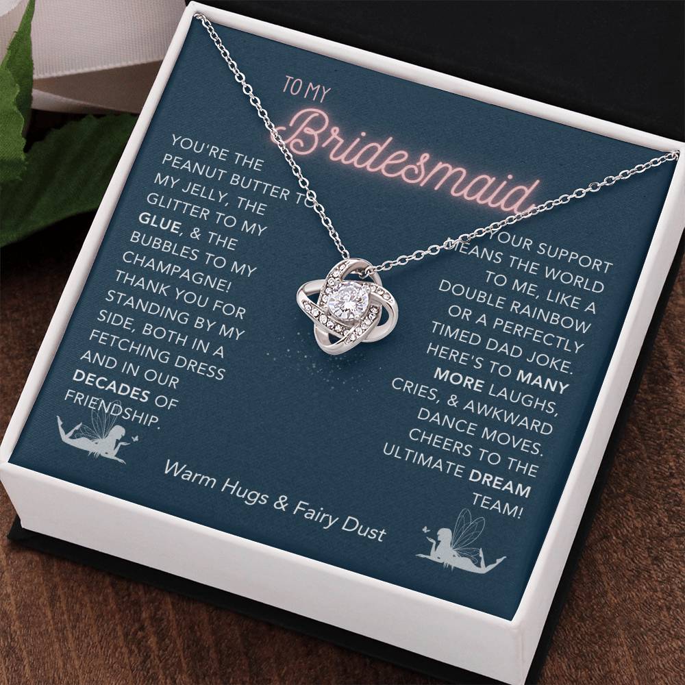 DesignTheShine Bridesmaid Necklace, Bridesmaid Gift, Thank You Gifts for Bridesmaids, Knot Necklace Bridesmaid Proposal Gift with Thoughtful Message Card and Gift Box, Bridesmaid Gift Box - BM2