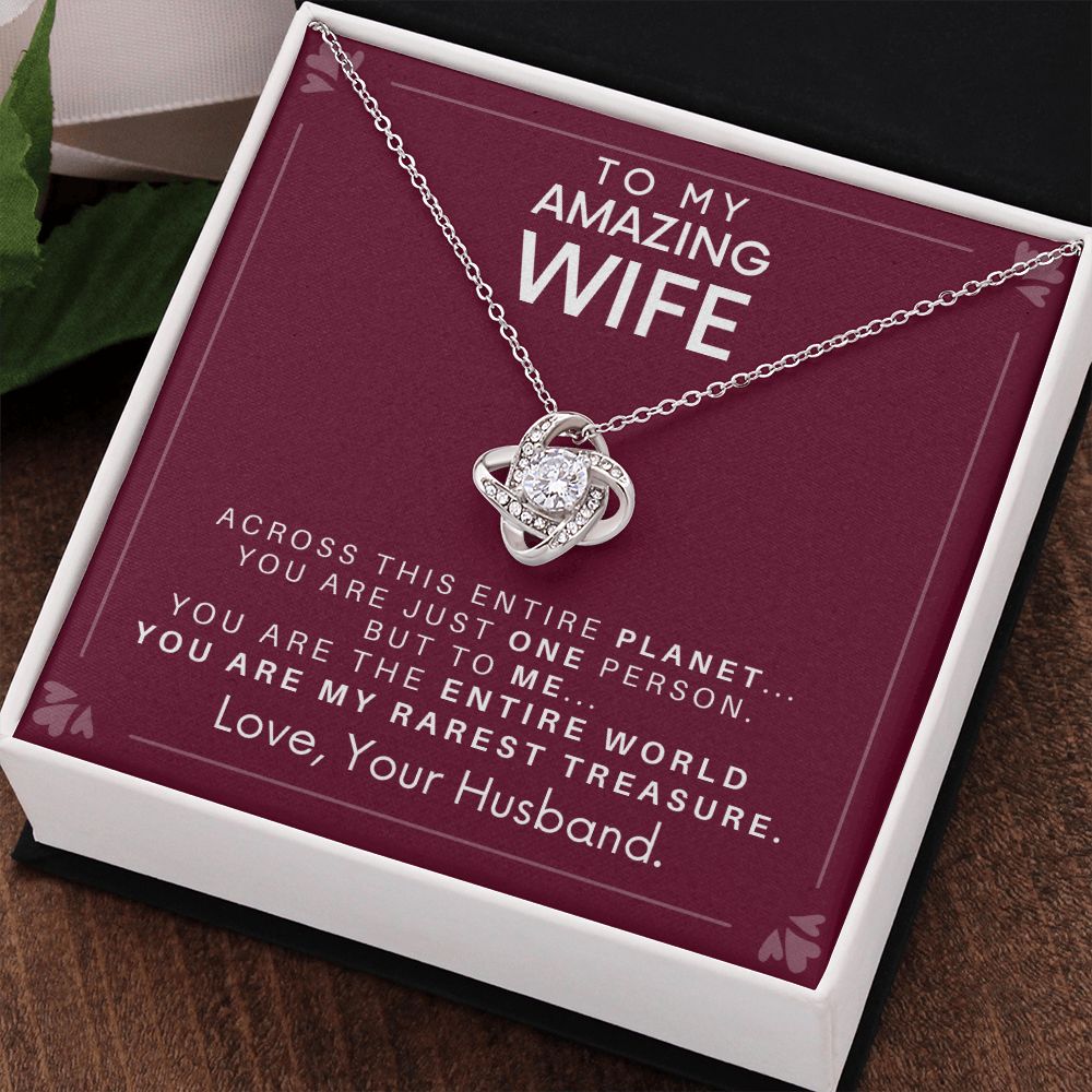 DesignTheShine Necklace for Soulmate - Love Knot Necklaces Gift with Thoughtful Message Card for Wife, Finance - Jewellery Gifts from Husband - Valentine's Day Birthday Valentines for Women - LK1