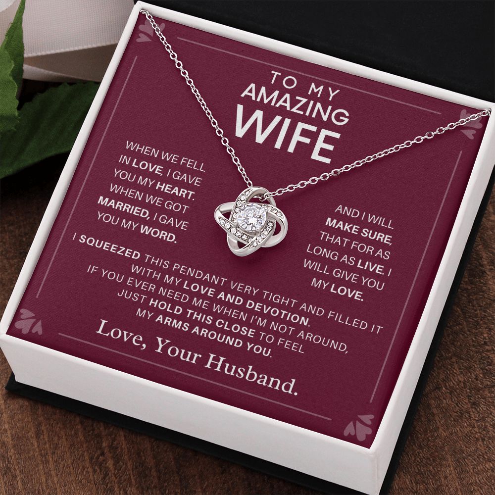 DesignTheShine Necklace for Soulmate - Love Knot Necklaces Gift with Thoughtful Message Card for Wife, Finance - Jewellery Gifts from Husband - Valentine's Day Birthday Valentines for Women - LK6