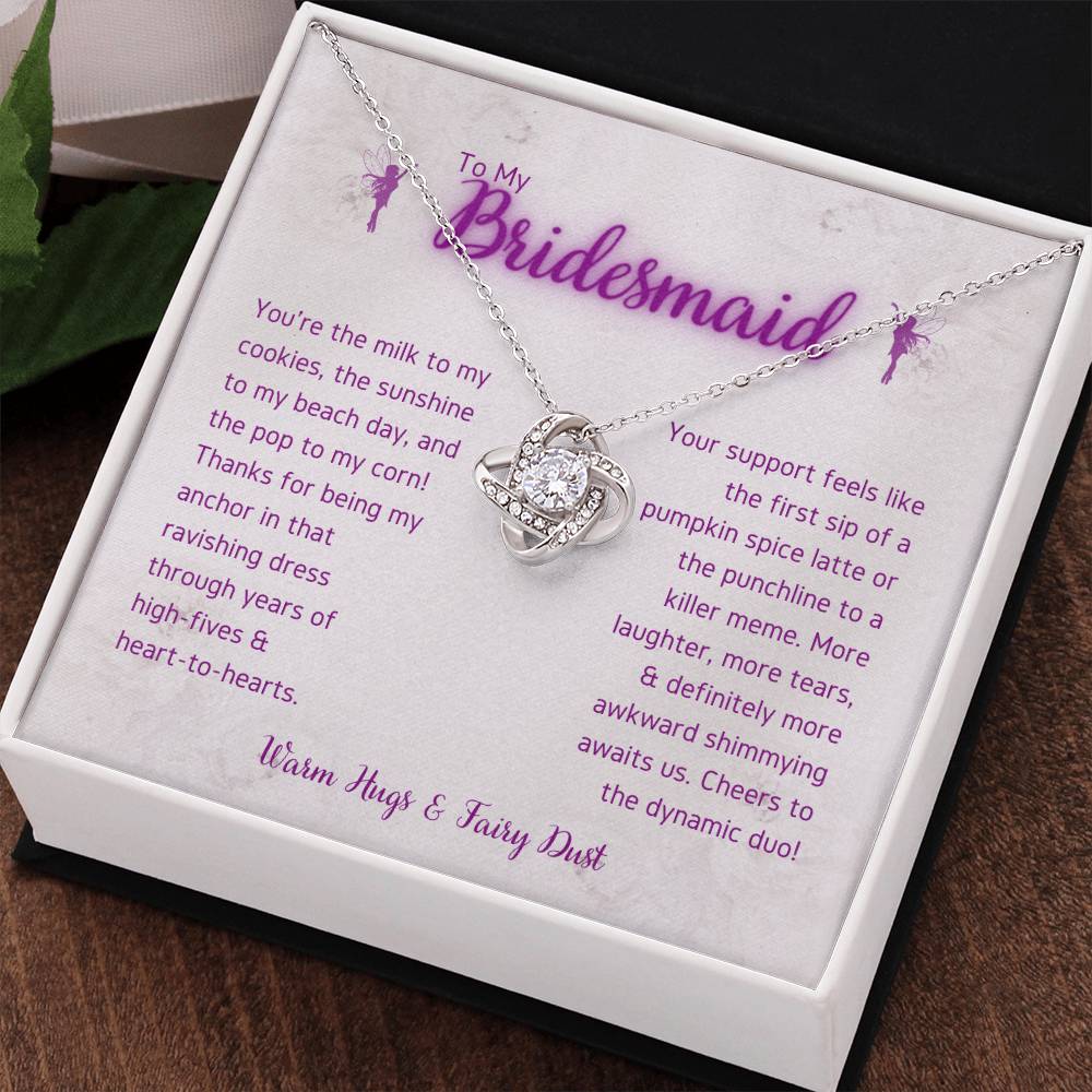 DesignTheShine Bridesmaid Necklace, Bridesmaid Gift, Thank You Gifts for Bridesmaids, Knot Necklace Bridesmaid Proposal Gift with Thoughtful Message Card and Gift Box, Bridesmaid Gift Box - BM4