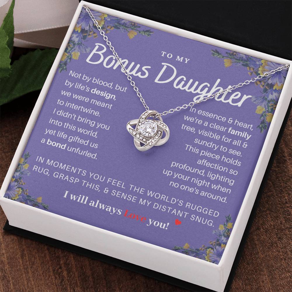 DesignTheShine Bonus Daughter Gifts Necklace for Stepdaughter Gift from Stepmom or Stepdad, Love Knot Necklaces for Christmas, Birthday, Graduation - USBD5