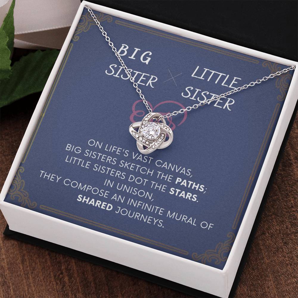 DesignTheShine Sisters Gift from Sister, Big Sister Gifts, To My Sister Necklace for Sister, Soul Sister, Sister In Law Gift, Love Knot Necklace Message USBSL3