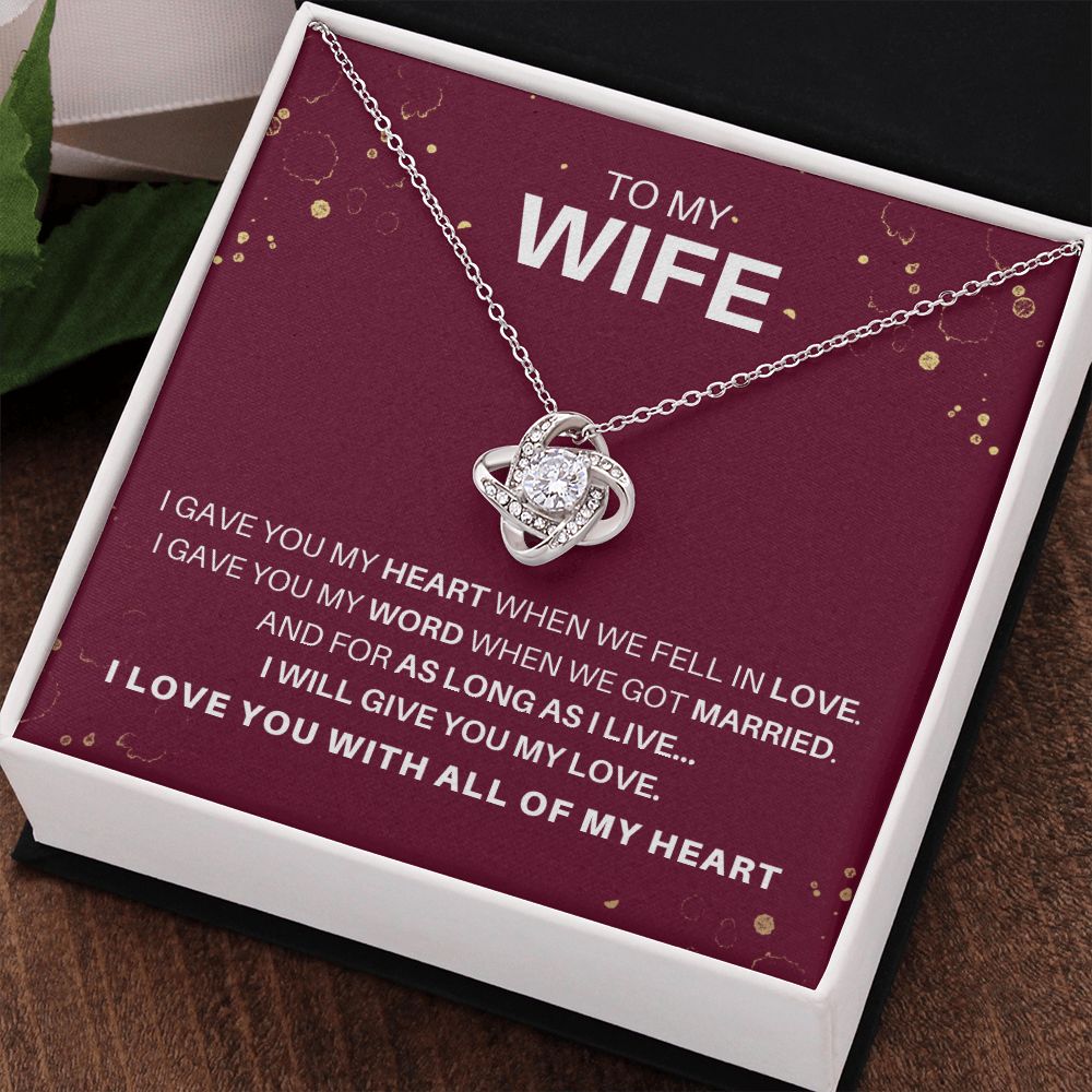 DesignTheShine Necklace for Soulmate - Love Knot Necklaces Gift with Thoughtful Message Card for Wife, Finance - Jewellery Gifts from Husband - Valentine's Day Birthday Valentines for Women - LK8