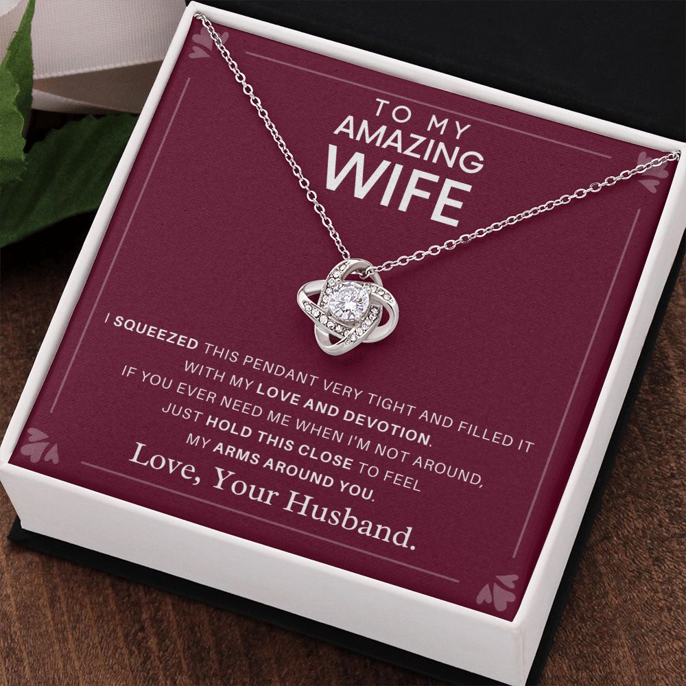 DesignTheShine Necklace for Soulmate - Love Knot Necklaces Gift with Thoughtful Message Card for Wife, Finance - Jewellery Gifts from Husband - Valentine's Day Birthday Valentines for Women - LK4