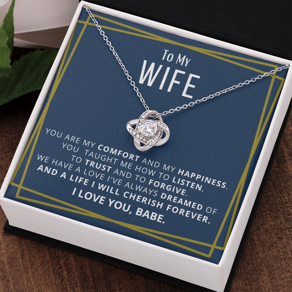 DesignTheShine Necklace for Soulmate - Love Knot Necklaces Gift with Thoughtful Message Card for Wife, Finance - Jewellery Gifts from Husband - Valentine's Day Birthday Valentines for Women - LK15