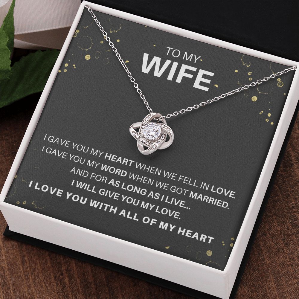 DesignTheShine Necklace for Soulmate - Love Knot Necklaces Gift with Thoughtful Message Card for Wife, Finance - Jewellery Gifts from Husband - Valentine's Day Birthday Valentines for Women - LK9