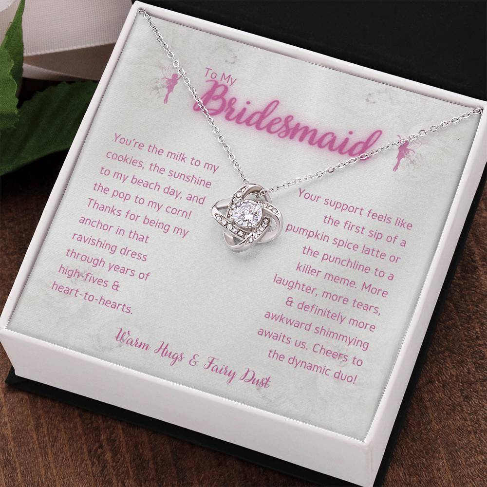 DesignTheShine Bridesmaid Necklace, Bridesmaid Gift, Thank You Gifts for Bridesmaids, Knot Necklace Bridesmaid Proposal Gift Bridesmaid Gift Box - USBM5