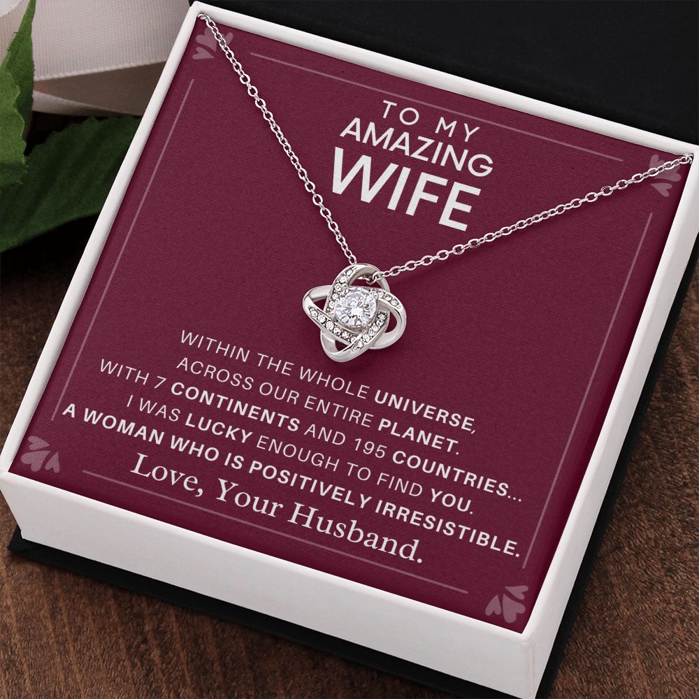 DesignTheShine Necklace for Soulmate - Love Knot Necklaces Gift with Thoughtful Message Card for Wife, Finance - Jewellery Gifts from Husband - Valentine's Day Birthday Valentines for Women - LK3