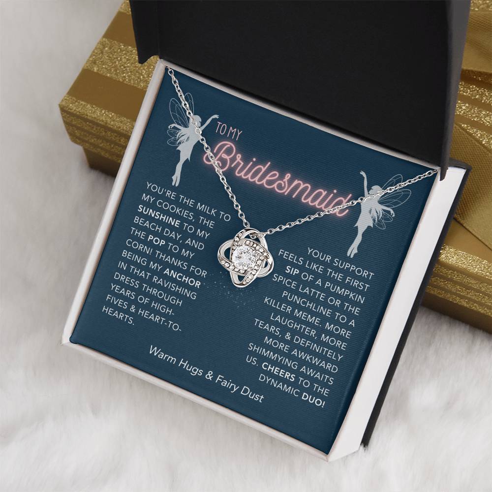 DesignTheShine Bridesmaid Necklace, Bridesmaid Gift, Thank You Gifts for Bridesmaids, Knot Necklace Bridesmaid Proposal Gift with Thoughtful Message Card and Gift Box, Bridesmaid Gift Box - BM1