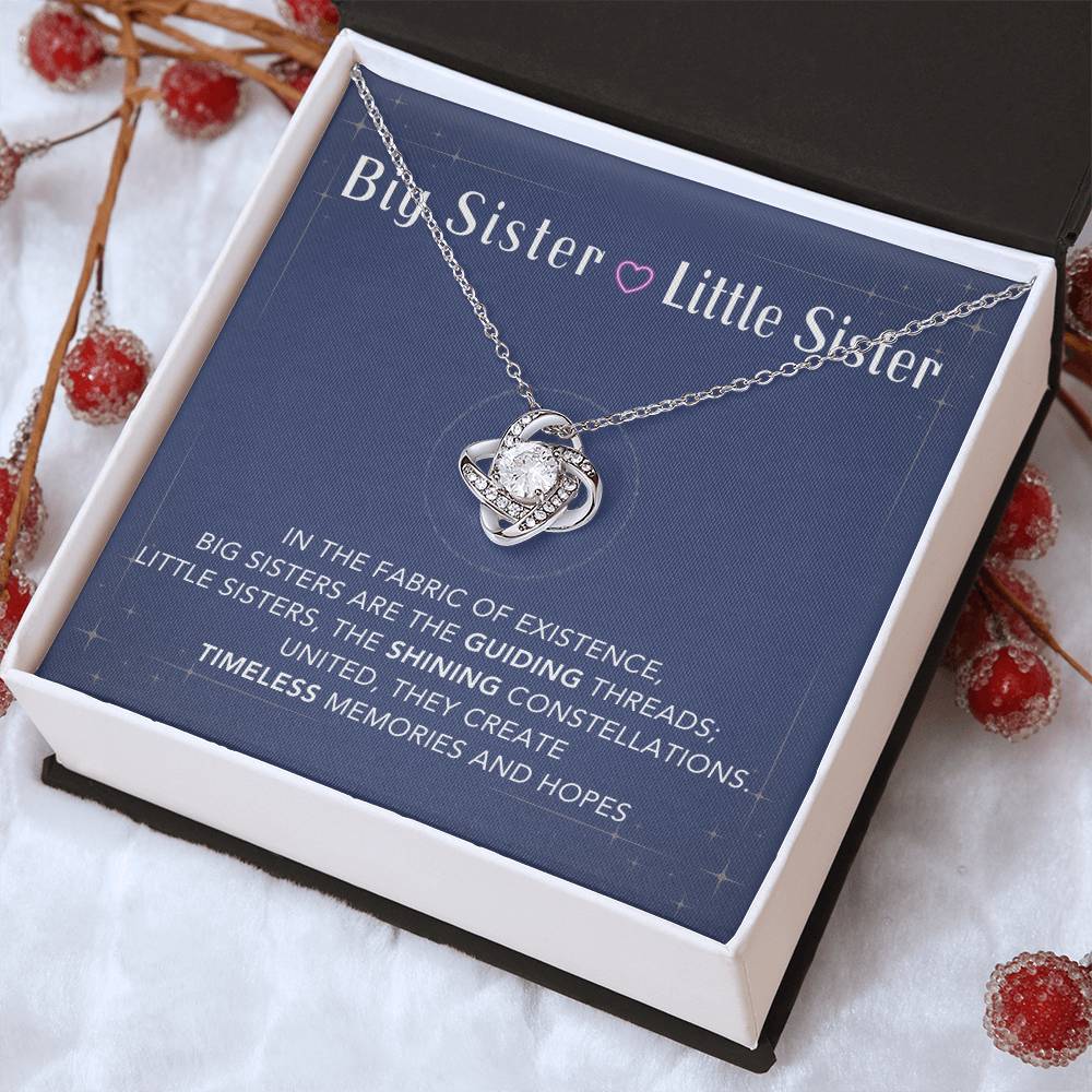 DesignTheShine Sisters Gift from Sister, Big Sister Gifts, To My Sister Necklace for Sister, Soul Sister, Sister In Law Gift, Love Knot Necklace with Thoughtful Message Card and Gift Box - BSL4