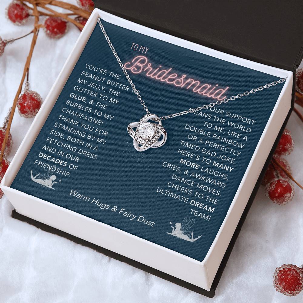 DesignTheShine Bridesmaid Necklace, Bridesmaid Gift, Thank You Gifts for Bridesmaids, Knot Necklace Bridesmaid Proposal Gift Bridesmaid Gift Box - USBM2