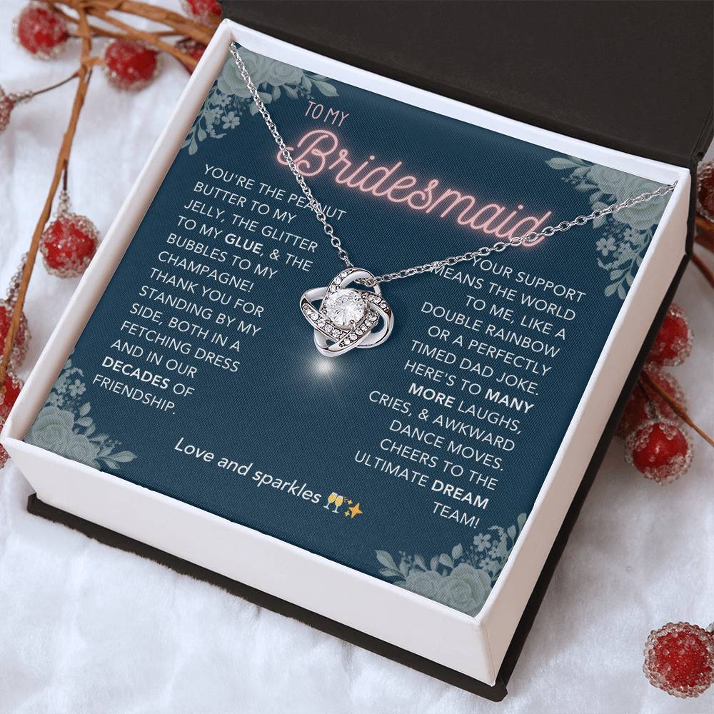 DesignTheShine Bridesmaid Necklace, Bridesmaid Gift, Thank You Gifts for Bridesmaids, Knot Necklace Bridesmaid Proposal Gift with Thoughtful Message Card and Gift Box, Bridesmaid Gift Box - BM3