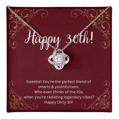 DesignTheShine 30th Birthday Gifts for Women, Necklace 30th Birthday Gift for Her, Love Knot Necklaces for Girlfriend, Wife, Soumate, Finace with Thoughtful Message Card and Gift Box - 30th5