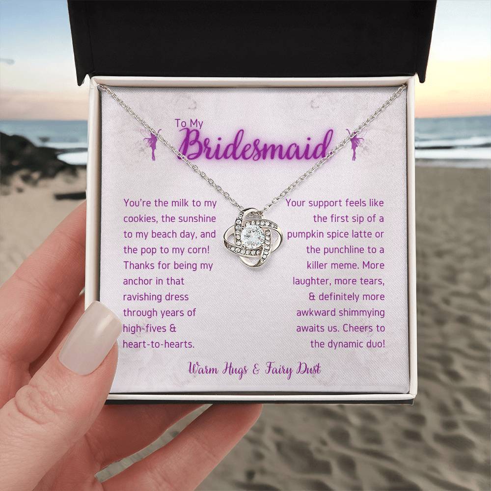 DesignTheShine Bridesmaid Necklace, Bridesmaid Gift, Thank You Gifts for Bridesmaids, Knot Necklace Bridesmaid Proposal Gift with Thoughtful Message Card and Gift Box, Bridesmaid Gift Box - BM4