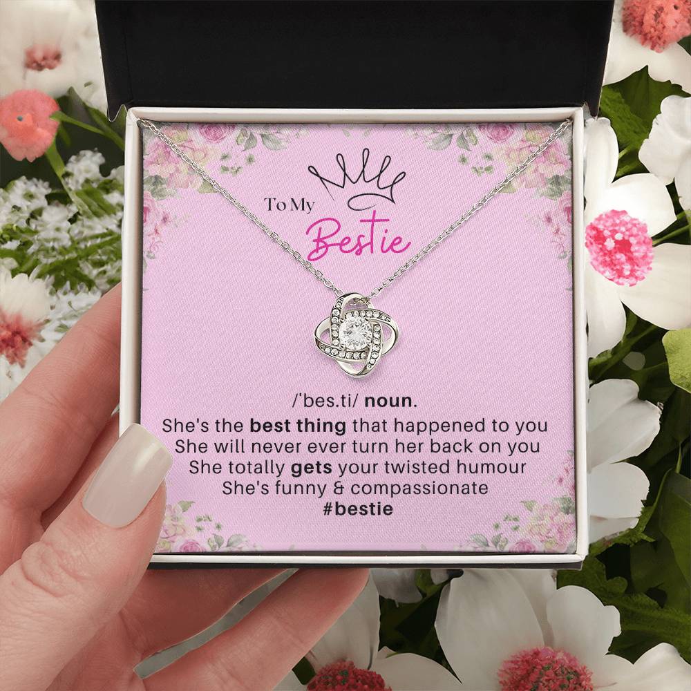 DesignTheShine Bestie Gifts, Best Friend Birthday Gifts, Friendship Gifts for Women Friends, BFF Necklace, Work Bestie Gifts, Bestie Necklaces, Message Card USBE1