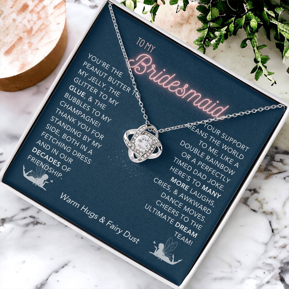 DesignTheShine Bridesmaid Necklace, Bridesmaid Gift, Thank You Gifts for Bridesmaids, Knot Necklace Bridesmaid Proposal Gift with Thoughtful Message Card and Gift Box, Bridesmaid Gift Box - BM2