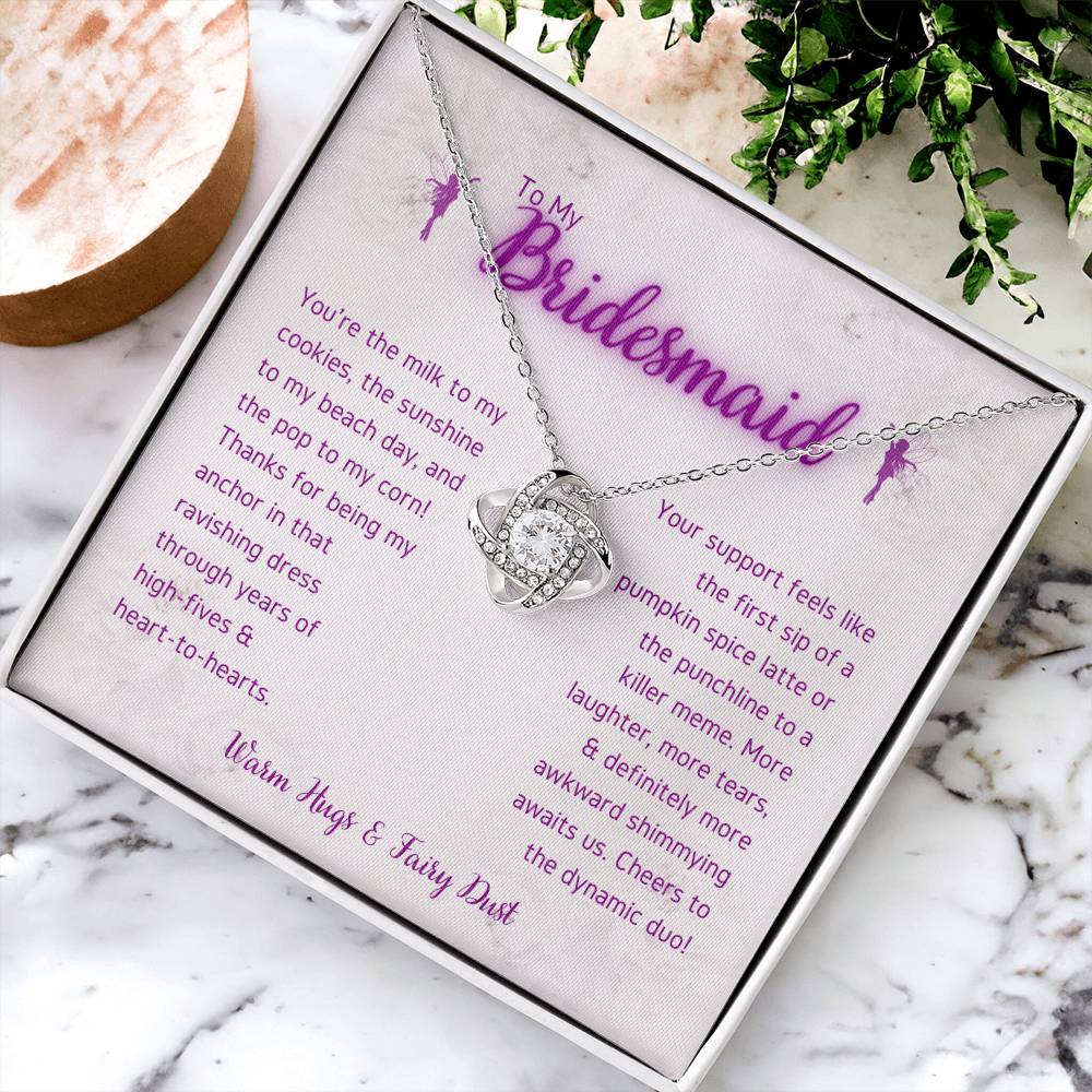 DesignTheShine Bridesmaid Necklace, Bridesmaid Gift, Thank You Gifts for Bridesmaids, Knot Necklace Bridesmaid Proposal Gift with Thoughtful Message Card and Gift Box, Bridesmaid Gift Box - BM4