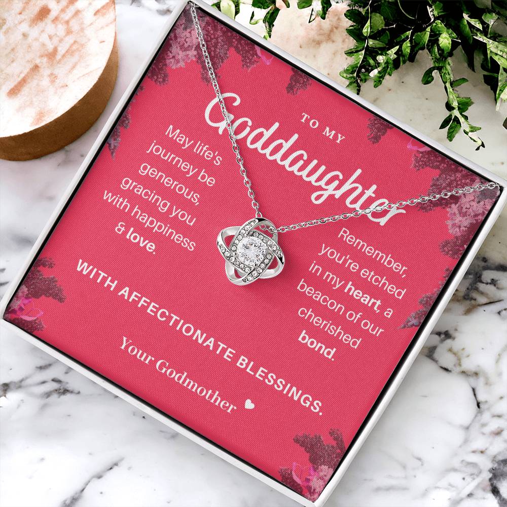 DesignTheShine Goddaughter Gifts from Godmother or Godfather, Necklace Goddaughter Gifts from Godmother, Godmother Gifts, Godparents Gifts, Love Knot Necklaces - DD2