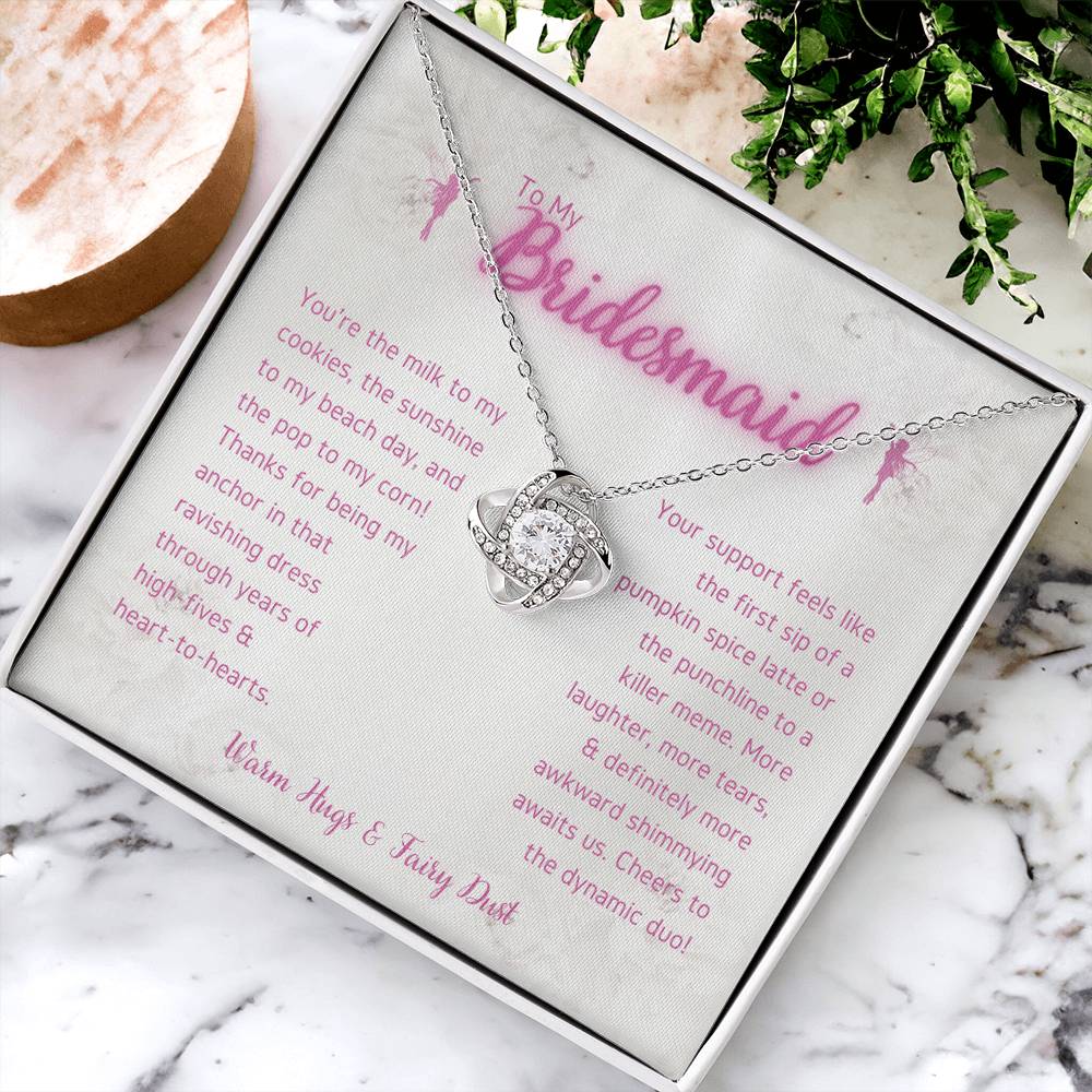 DesignTheShine Bridesmaid Necklace, Bridesmaid Gift, Thank You Gifts for Bridesmaids, Knot Necklace Bridesmaid Proposal Gift Bridesmaid Gift Box - USBM5