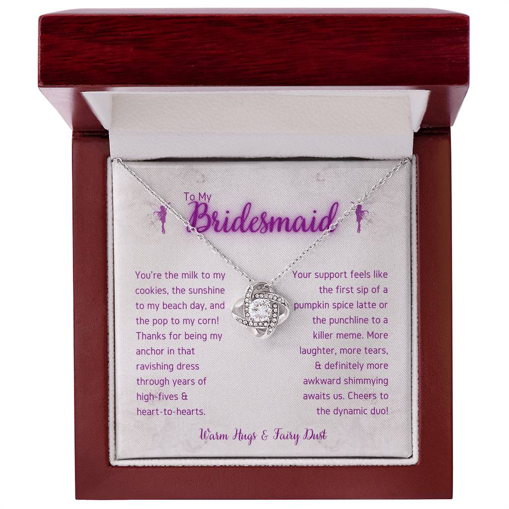 DesignTheShine Bridesmaid Necklace, Bridesmaid Gift, Thank You Gifts for Bridesmaids, Knot Necklace Bridesmaid Proposal Gift with Thoughtful Message Card and Gift Box, Bridesmaid Gift Box - BM4