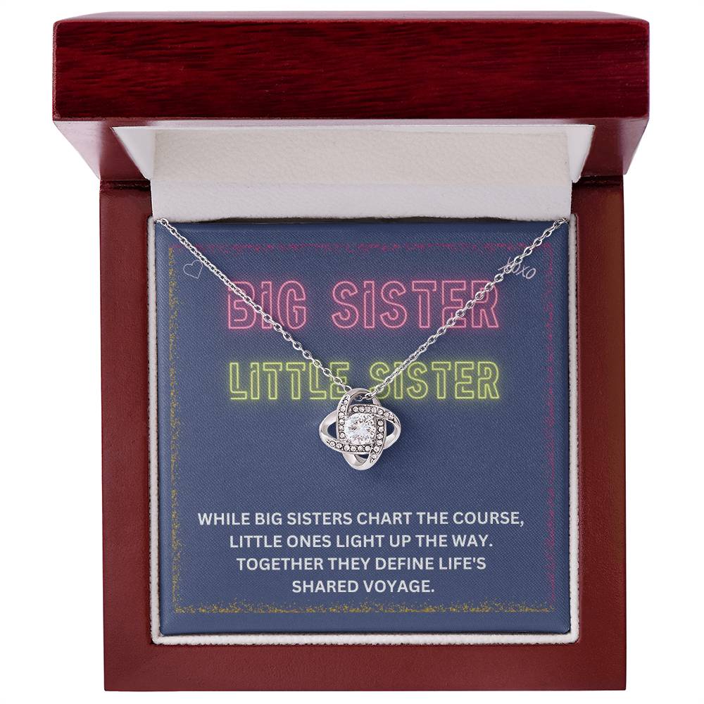 DesignTheShine Sisters Gift from Sister, Big Sister Gifts, To My Sister Necklace for Sister, Soul Sister, Sister In Law Gift, Love Knot Necklace Message USBSL1