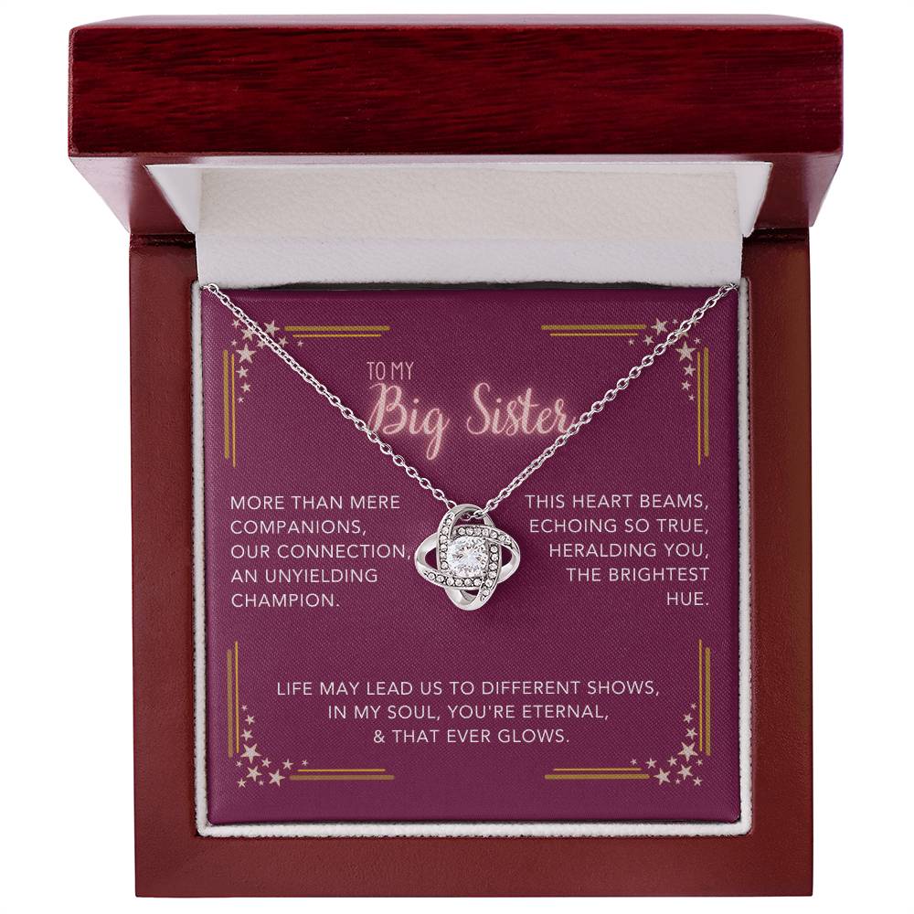 DesignTheShine Sisters Gift from Sister, Big Sister Gifts, To My Sister Necklace for Sister, Soul Sister, Sister In Law Gift, Love Knot Necklace with Thoughtful Message Card and Gift Box - BS5