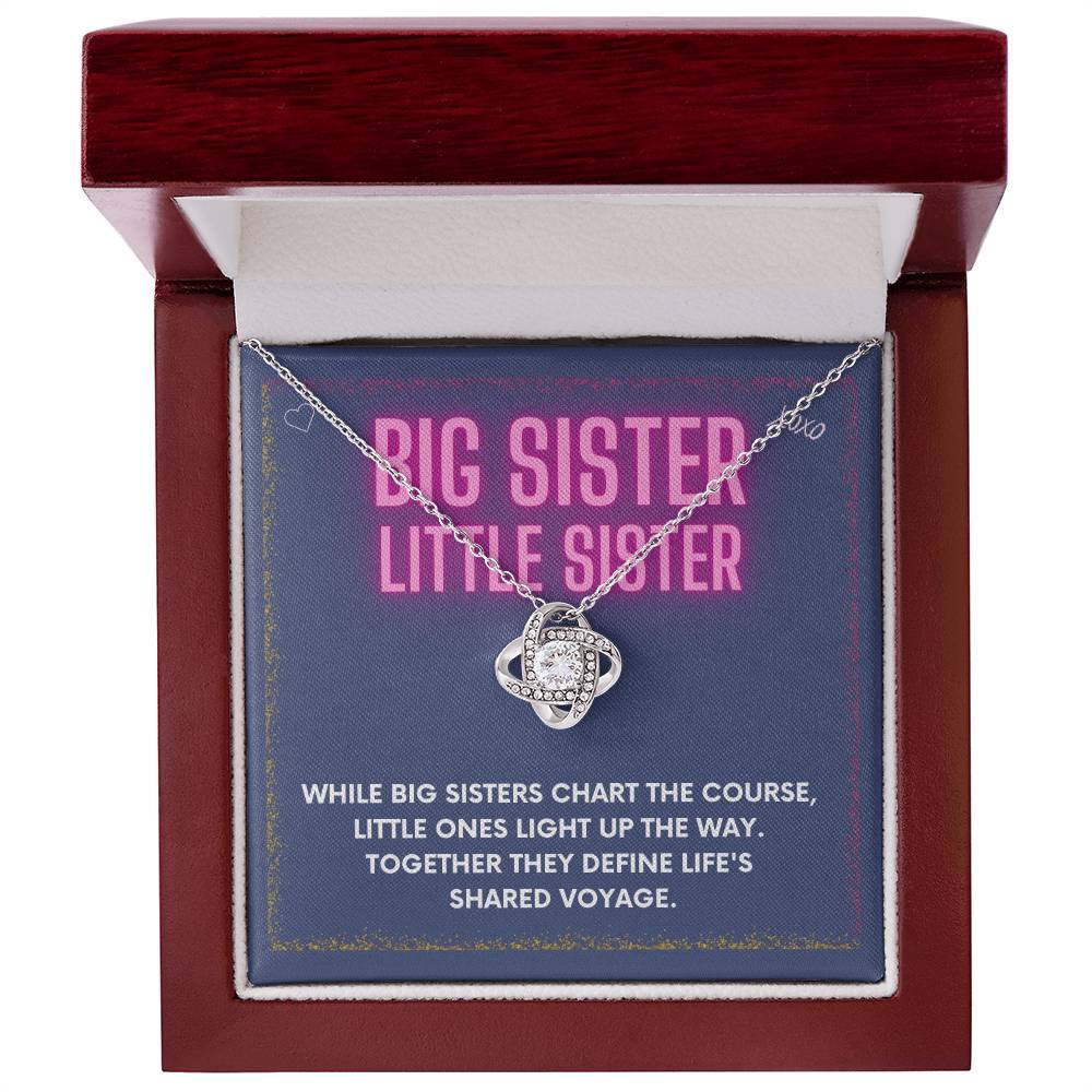 DesignTheShine Sisters Gift from Sister, Big Sister Gifts, To My Sister Necklace for Sister, Soul Sister, Sister In Law Gift, Love Knot Necklace Message USBSL5