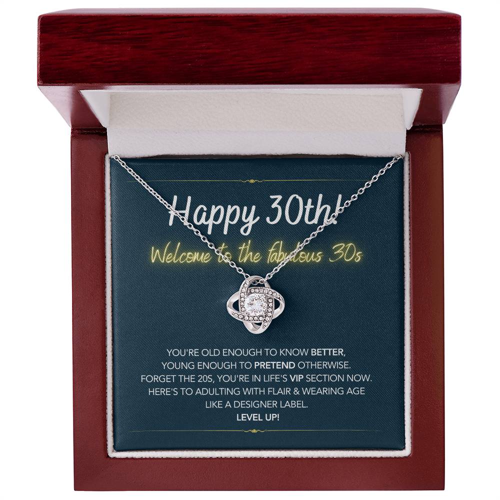 DesignTheShine 30th Birthday Gifts for Women, Necklace 30th Birthday Gift for Her, Love Knot Necklaces for Girlfriend, Wife, Soumate, Finace with Thoughtful Message Card and Gift Box - 30th3