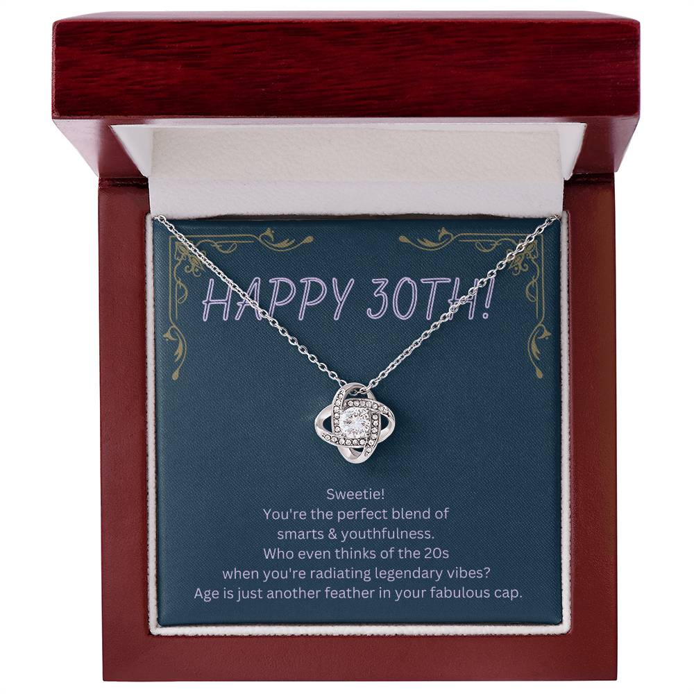 DesignTheShine 30th Birthday Gifts for Women, Necklace 30th Birthday Gift for Her, Love Knot Necklaces for Girlfriend, Wife, Soumate, Finace with Thoughtful Message Card and Gift Box - 30th4