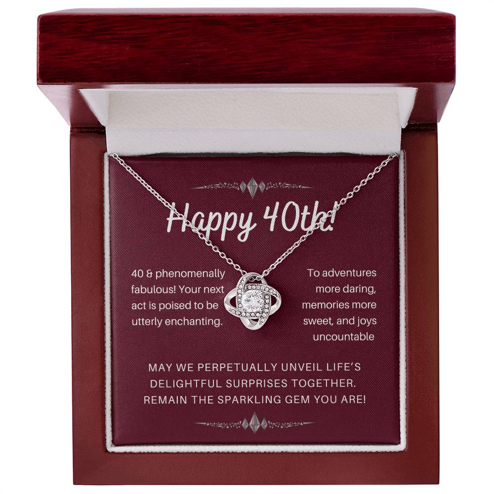 DesignTheShine 40th Birthday Gifts for Her, Necklace 40th Birthday Gift for Women, Love Knot Necklaces for Daughter, Girlfriend, Wife, Soumate, Finace with Thoughtful Message Card and Gift Box - 402