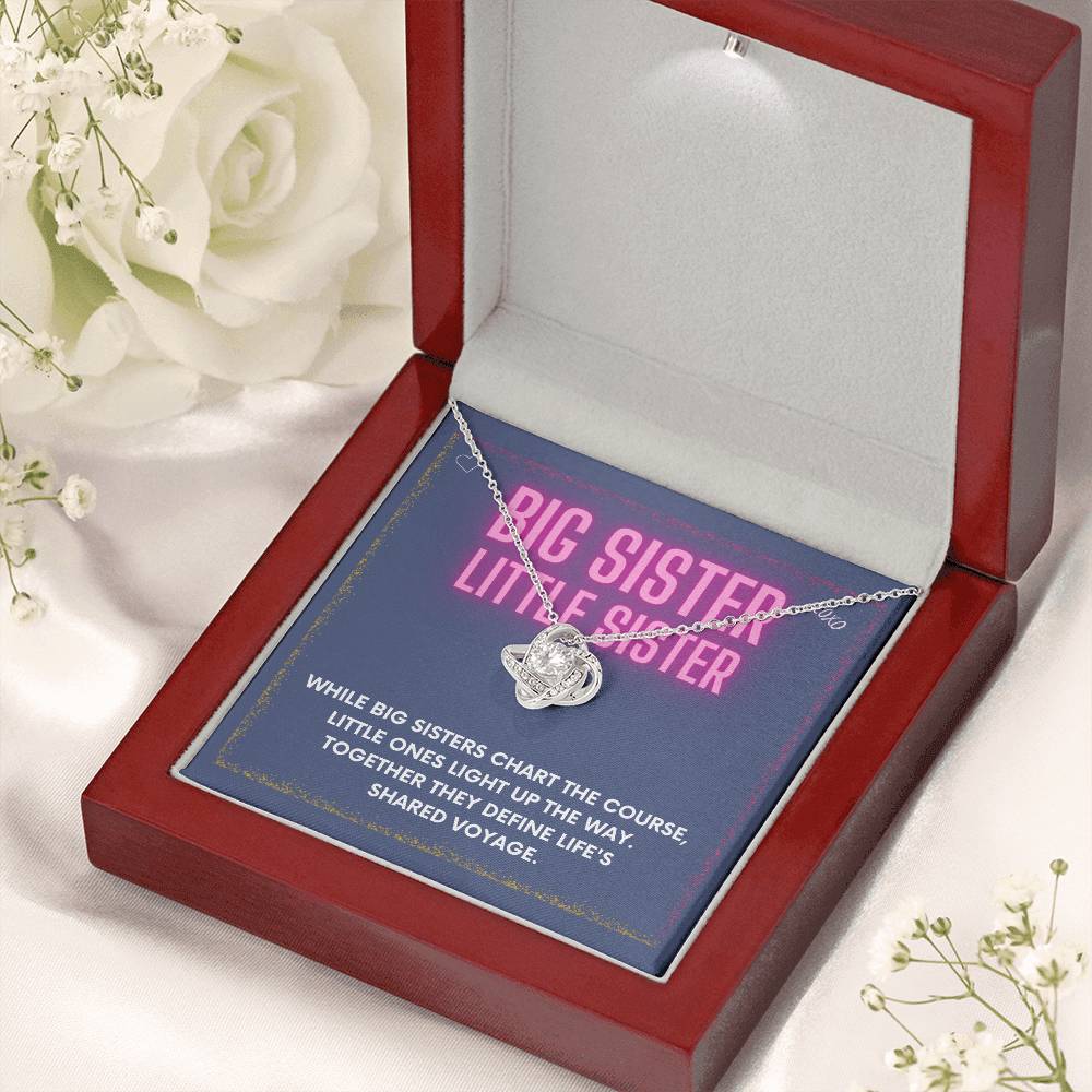 DesignTheShine Sisters Gift from Sister, Big Sister Gifts, To My Sister Necklace for Sister, Soul Sister, Sister In Law Gift, Love Knot Necklace Message USBSL5