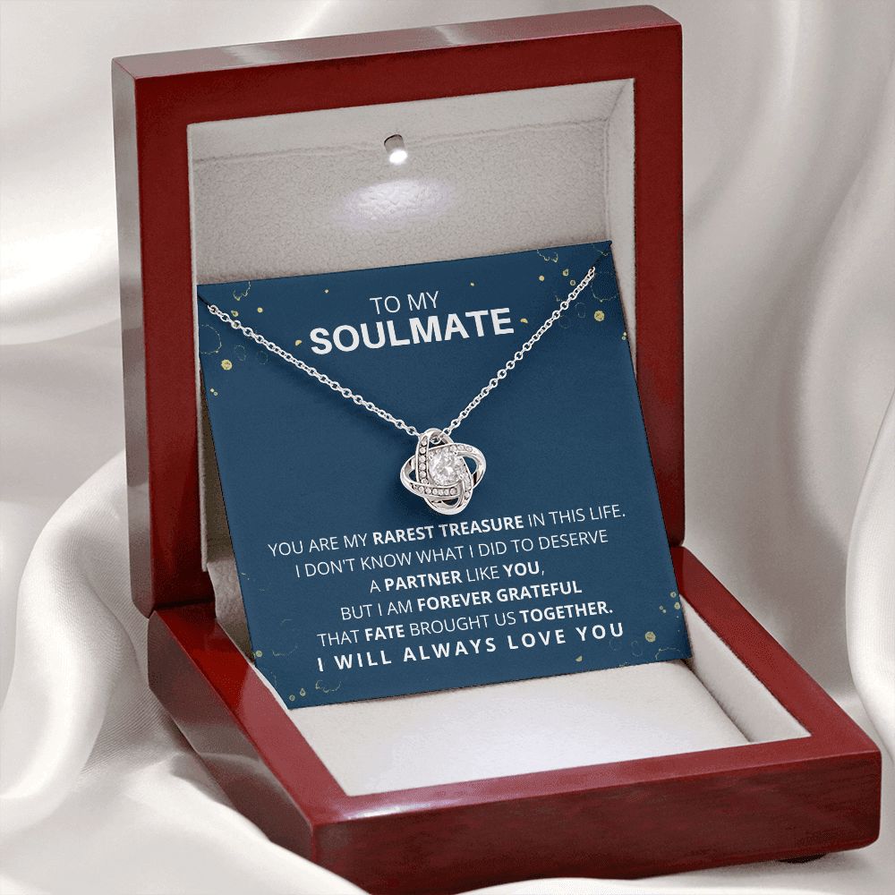 DesignTheShine Necklace for Soulmate - Love Knot Necklaces Gift with Thoughtful Message Card for Wife, Finance - Jewellery Gifts from Husband - Valentine's Day Birthday Valentines for Women - LK13