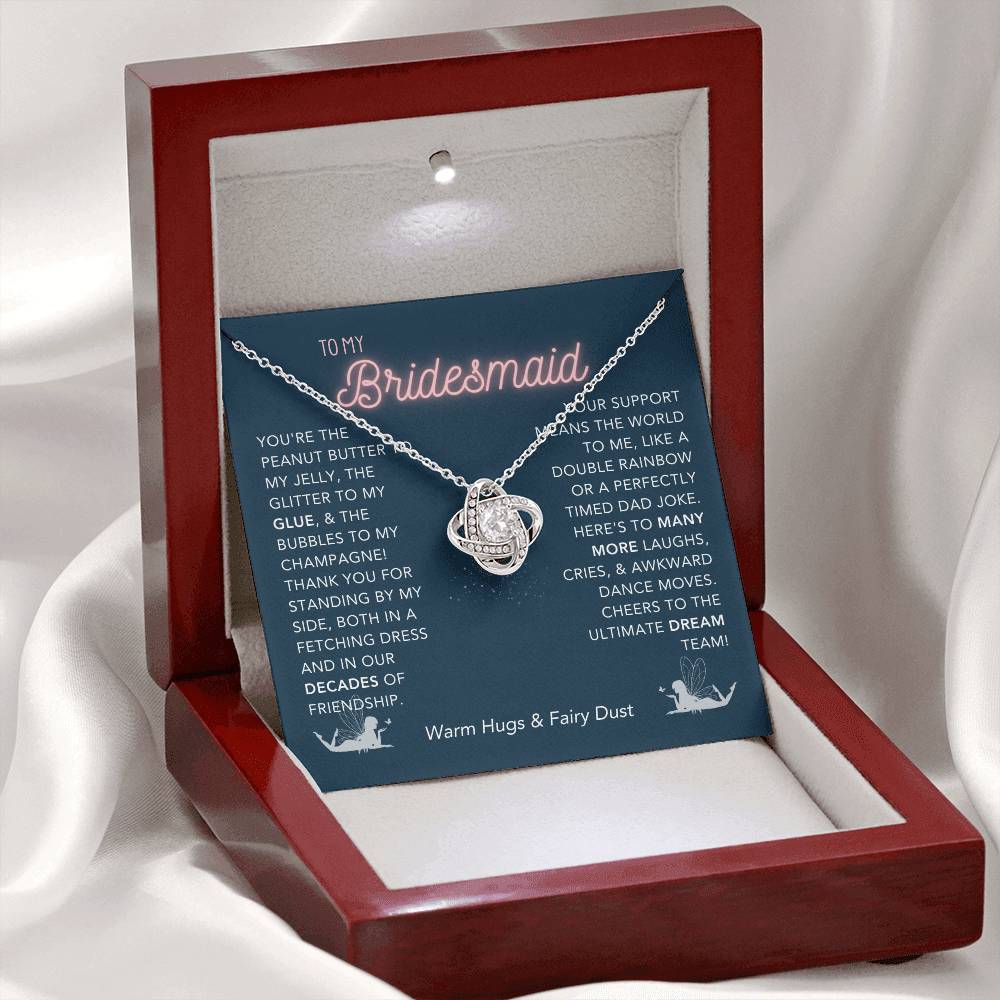 DesignTheShine Bridesmaid Necklace, Bridesmaid Gift, Thank You Gifts for Bridesmaids, Knot Necklace Bridesmaid Proposal Gift Bridesmaid Gift Box - USBM2