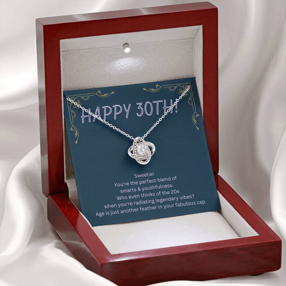 DesignTheShine 30th Birthday Gifts for Women, Necklace 30th Birthday Gift for Her, Love Knot Necklaces for Girlfriend, Wife, Soumate, Finace with Thoughtful Message Card and Gift Box - 30th4