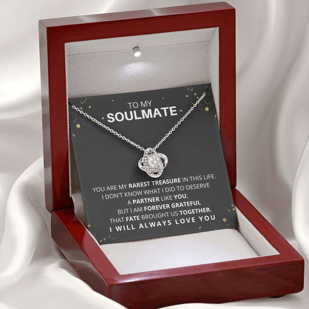 DesignTheShine Necklace for Soulmate - Love Knot Necklaces Gift with Thoughtful Message Card for Wife, Finance - Jewellery Gifts from Husband - Valentine's Day Birthday Valentines for Women - LK10