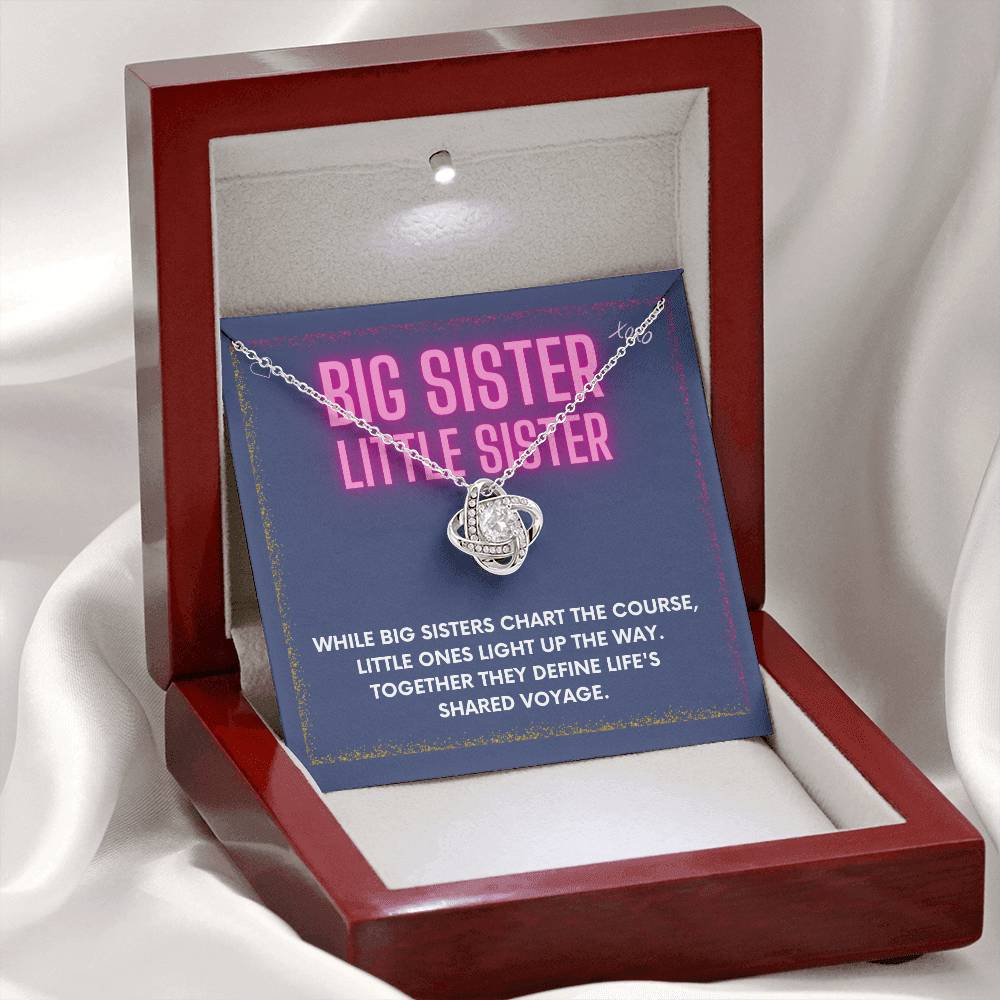 DesignTheShine Sisters Gift from Sister, Big Sister Gifts, To My Sister Necklace for Sister, Soul Sister, Sister In Law Gift, Love Knot Necklace Message USBSL5