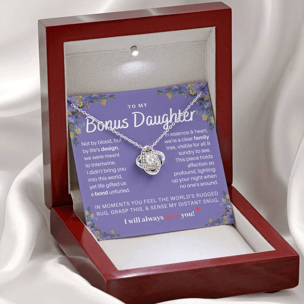 DesignTheShine Bonus Daughter Gifts Necklace for Stepdaughter Gift from Stepmom or Stepdad, Love Knot Necklaces for Christmas, Birthday, Graduation - USBD5