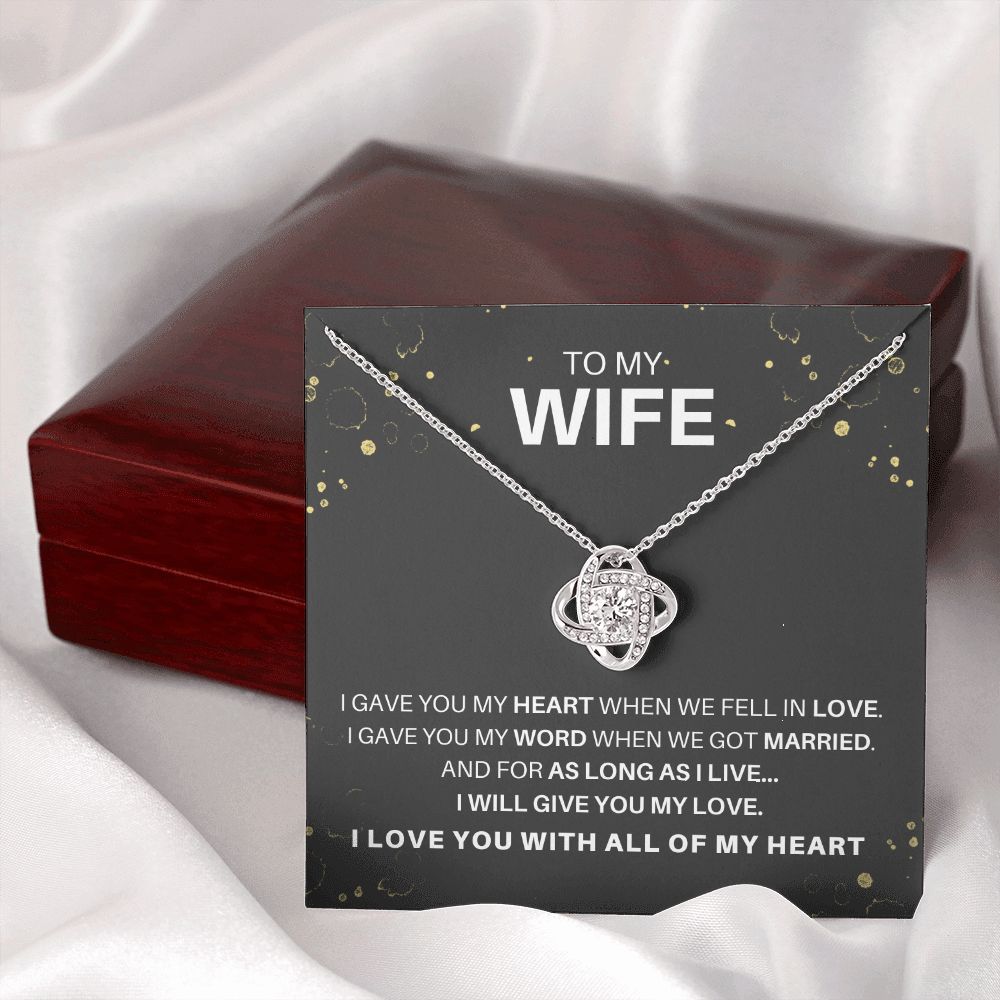 DesignTheShine Necklace for Soulmate - Love Knot Necklaces Gift with Thoughtful Message Card for Wife, Finance - Jewellery Gifts from Husband - Valentine's Day Birthday Valentines for Women - LK9