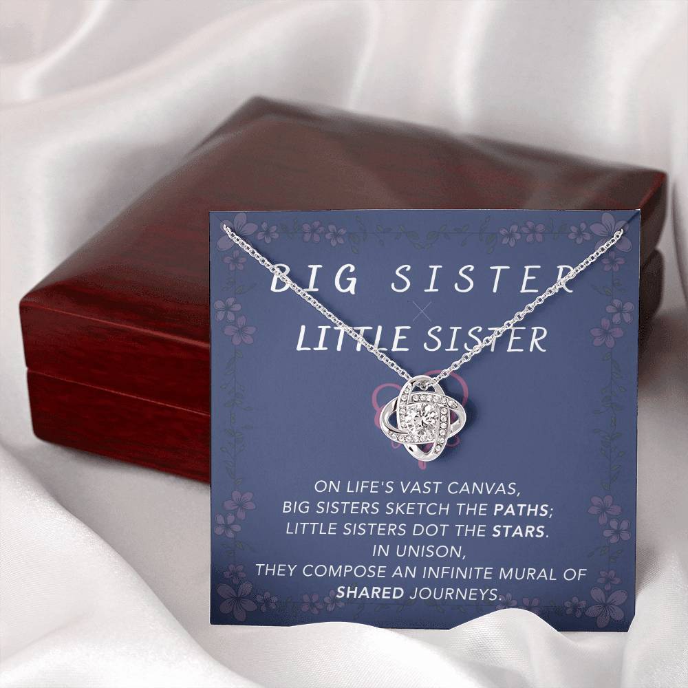 DesignTheShine Sisters Gift from Sister, Big Sister Gifts, To My Sister Necklace for Sister, Soul Sister, Sister In Law Gift, Love Knot Necklace Message USBSL2