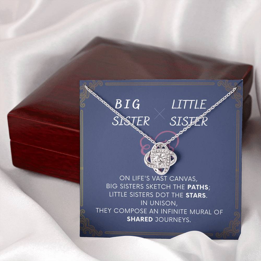 DesignTheShine Sisters Gift from Sister, Big Sister Gifts, To My Sister Necklace for Sister, Soul Sister, Sister In Law Gift, Love Knot Necklace with Thoughtful Message Card and Gift Box - BSL3