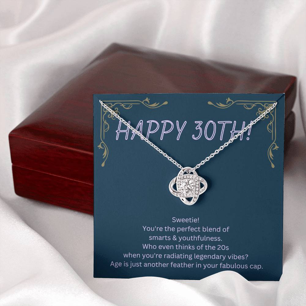 DesignTheShine 30th Birthday Gifts for Women, Necklace 30th Birthday Gift for Her, Love Knot Necklaces for Girlfriend, Wife, Soumate, Finace with Thoughtful Message Card and Gift Box - 30th4