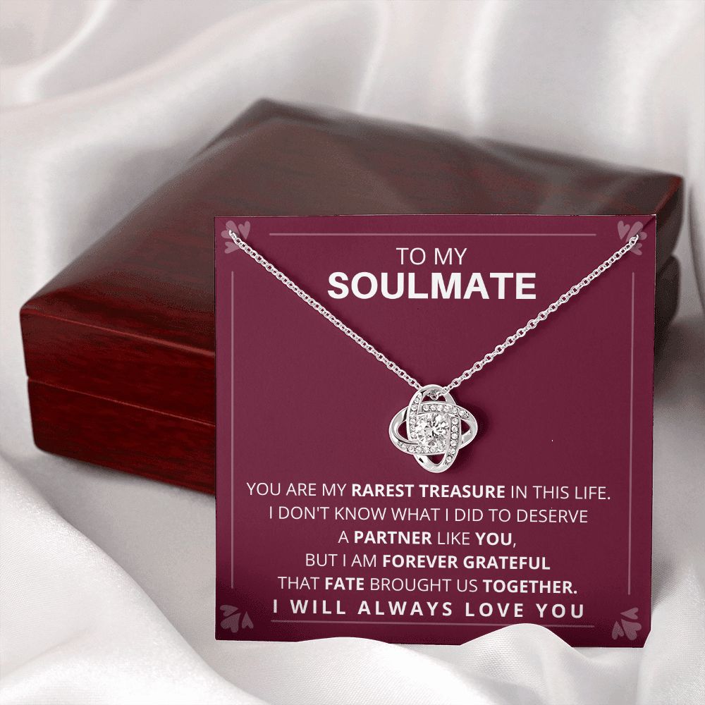 DesignTheShine Necklace for Soulmate - Love Knot Necklaces Gift with Thoughtful Message Card for Wife, Finance - Jewellery Gifts from Husband - Valentine's Day Birthday Valentines for Women - LK12