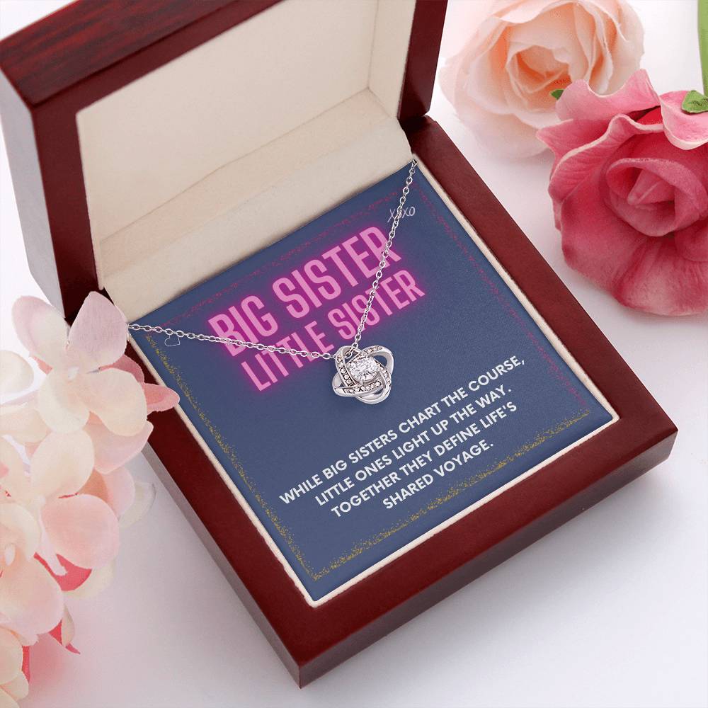 DesignTheShine Sisters Gift from Sister, Big Sister Gifts, To My Sister Necklace for Sister, Soul Sister, Sister In Law Gift, Love Knot Necklace Message USBSL5