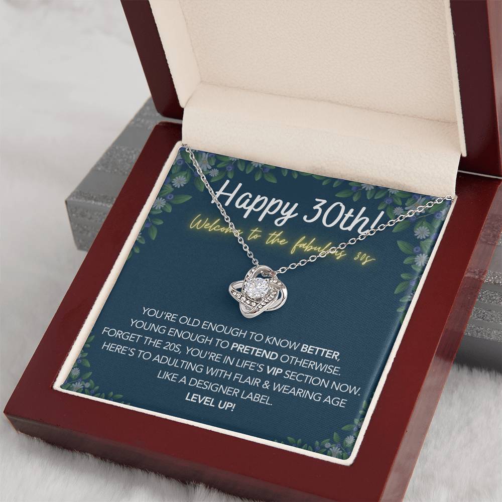 DesignTheShine 30th Birthday Gifts for Women, Necklace 30th Birthday Gift for Her, Love Knot Necklaces for Girlfriend, Wife, Soumate, Finace with Thoughtful Message Card and Gift Box - 30th2