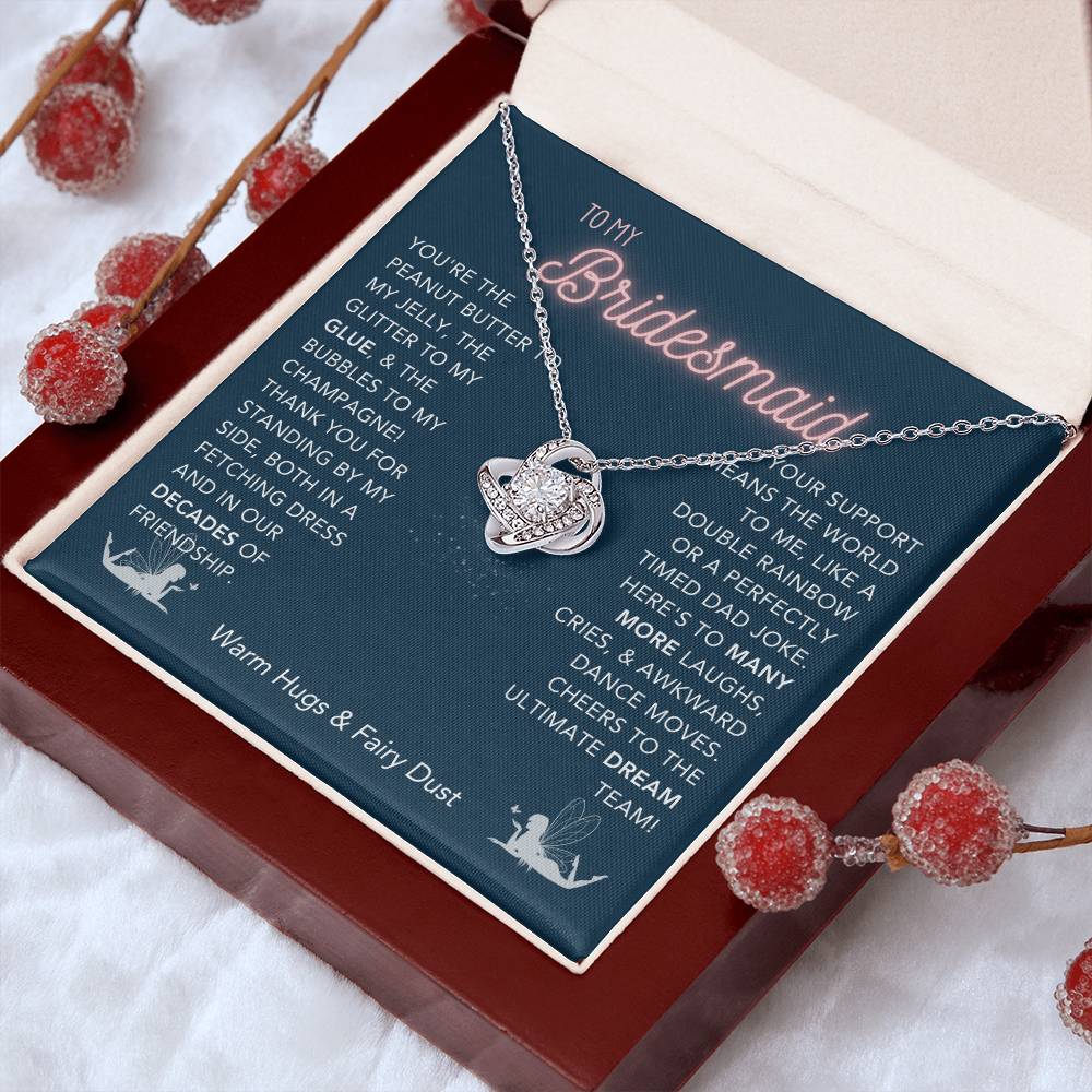 DesignTheShine Bridesmaid Necklace, Bridesmaid Gift, Thank You Gifts for Bridesmaids, Knot Necklace Bridesmaid Proposal Gift with Thoughtful Message Card and Gift Box, Bridesmaid Gift Box - BM2