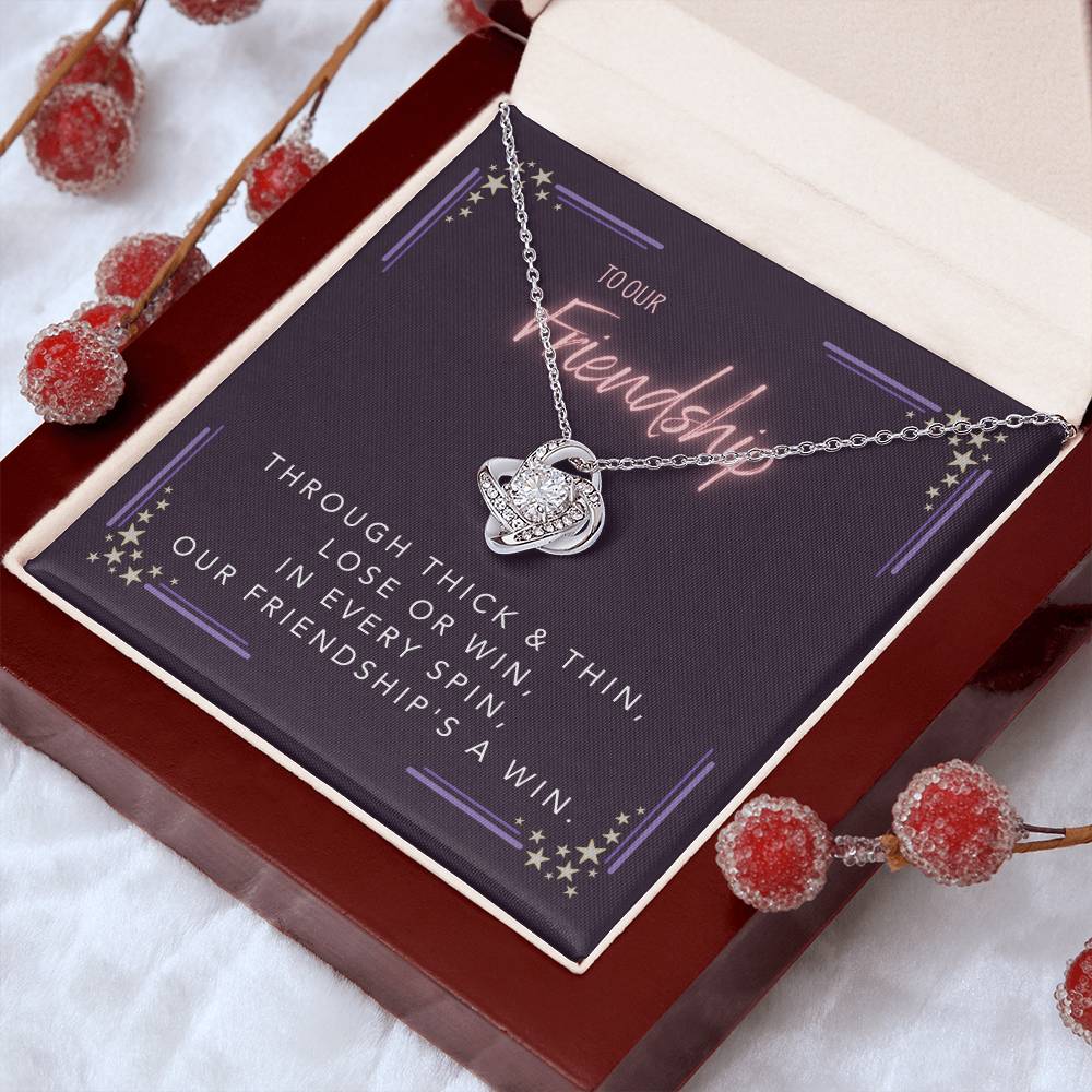 DesignTheShine Friendship Gifts for Women, Best Friend Birthday Gifts, Christmas Gift for Women, Appreciation Gifts for Women - BFF Gift Ideas, Love Knot Necklace with Message Thoughtful Card - FG4